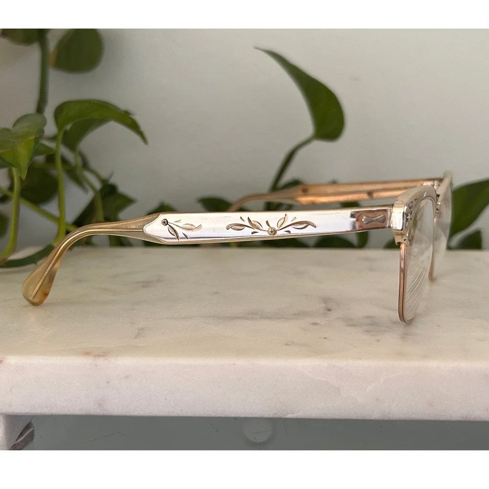 Vintage MCM 1950s Universal Optical Aluminum Cat Eye Glasses Frame 1/10 12K GF